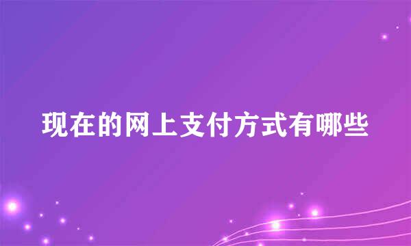 现在的网上支付方式有哪些