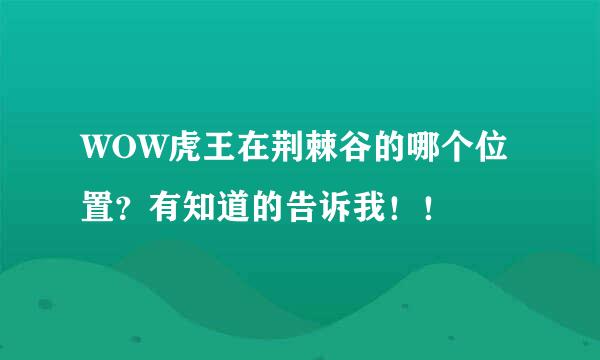 WOW虎王在荆棘谷的哪个位置？有知道的告诉我！！