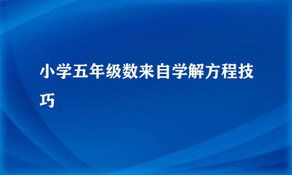 小学五年级数来自学解方程技巧