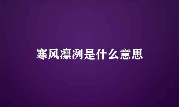 寒风凛冽是什么意思