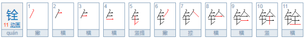 铨字怎么读，是什么意思