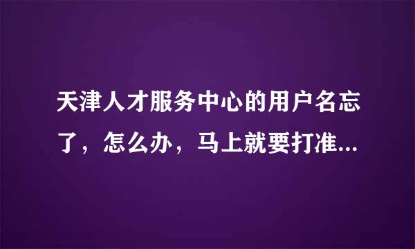 天津人才服务中心的用户名忘了，怎么办，马上就要打准考证了，急，在