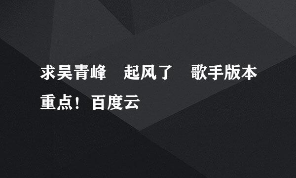 求吴青峰 起风了 歌手版本重点！百度云