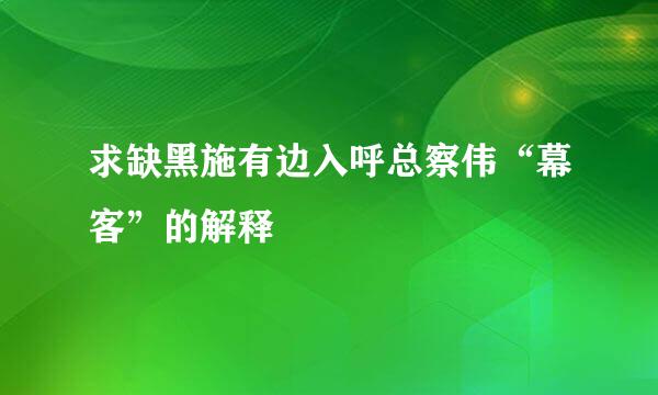 求缺黑施有边入呼总察伟“幕客”的解释