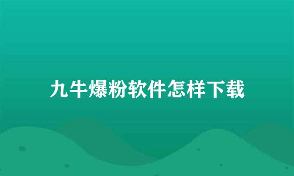 九牛爆粉软件怎样下载