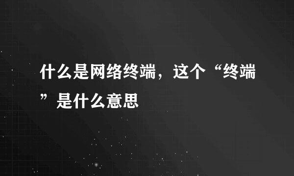 什么是网络终端，这个“终端”是什么意思