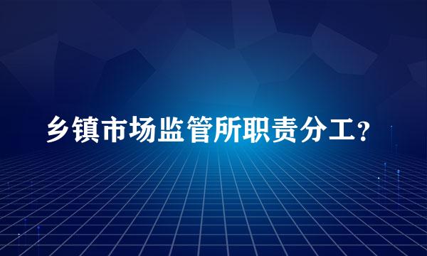 乡镇市场监管所职责分工？