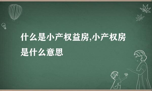 什么是小产权益房,小产权房是什么意思