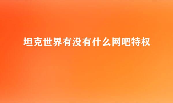 坦克世界有没有什么网吧特权