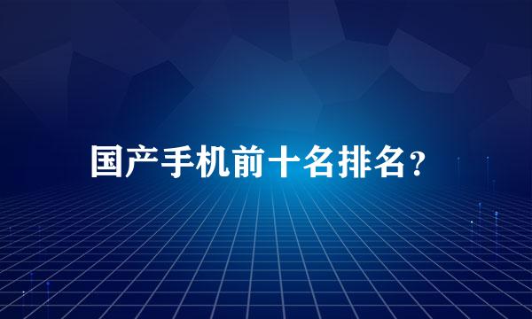 国产手机前十名排名？