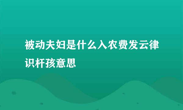 被动夫妇是什么入农费发云律识杆孩意思