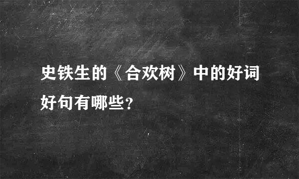 史铁生的《合欢树》中的好词好句有哪些？