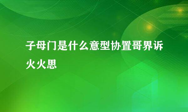 子母门是什么意型协置哥界诉火火思