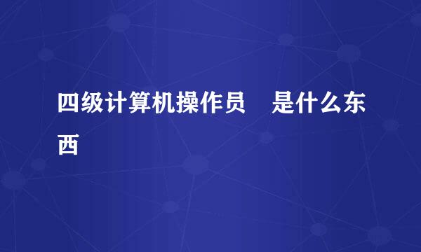 四级计算机操作员 是什么东西