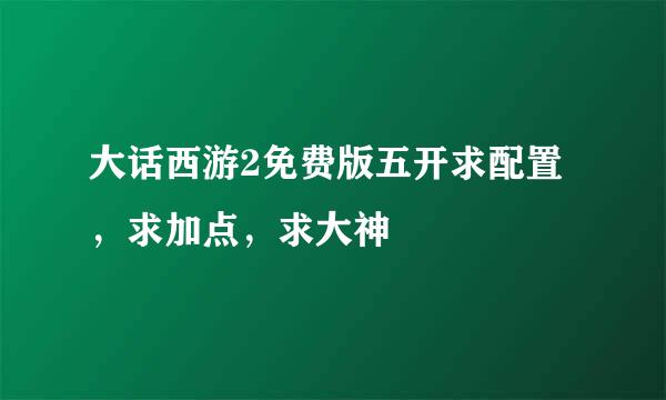 大话西游2免费版五开求配置，求加点，求大神