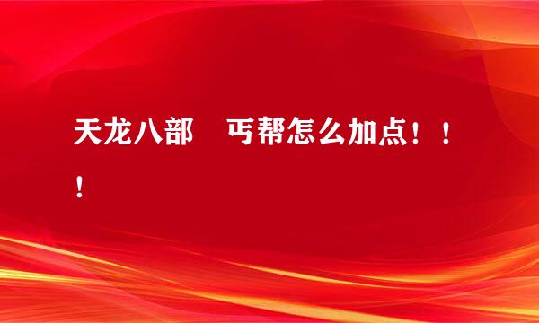 天龙八部 丐帮怎么加点！！！