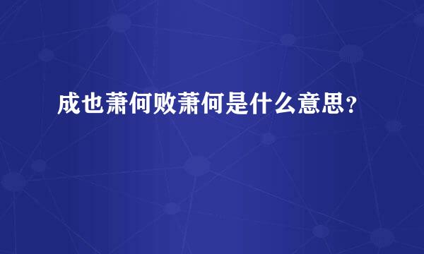 成也萧何败萧何是什么意思？