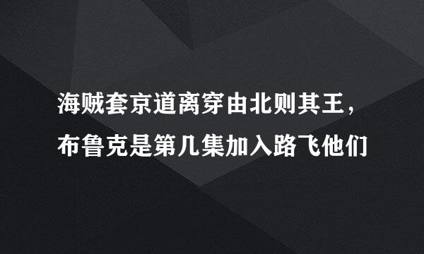 海贼套京道离穿由北则其王，布鲁克是第几集加入路飞他们