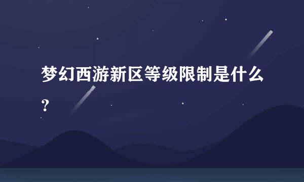 梦幻西游新区等级限制是什么？