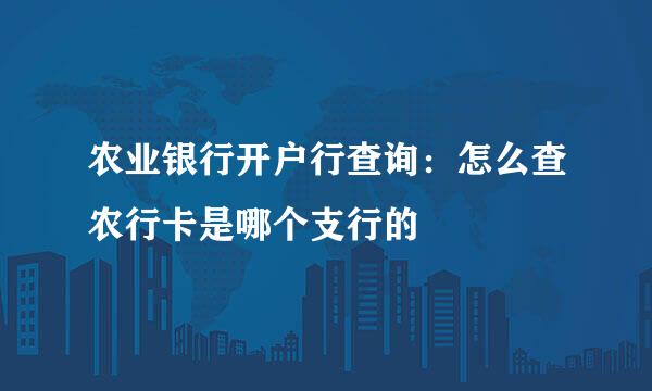 农业银行开户行查询：怎么查农行卡是哪个支行的