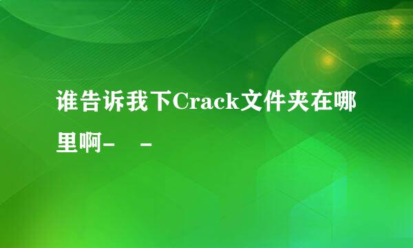 谁告诉我下Crack文件夹在哪里啊- -