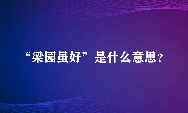 “梁园虽好”是什么意思？