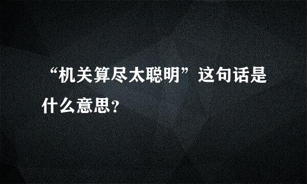 “机关算尽太聪明”这句话是什么意思？