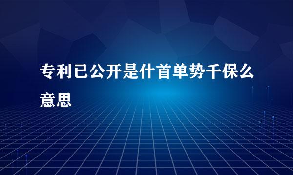 专利已公开是什首单势千保么意思