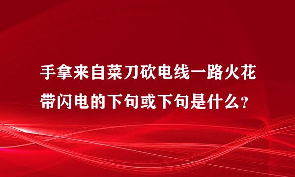 手拿来自菜刀砍电线一路火花带闪电的下句或下句是什么？