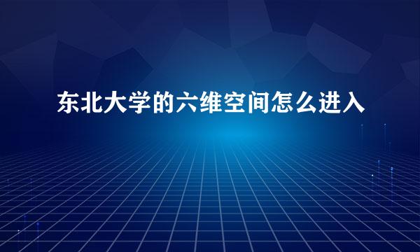 东北大学的六维空间怎么进入