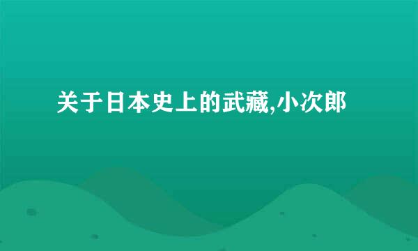 关于日本史上的武藏,小次郎