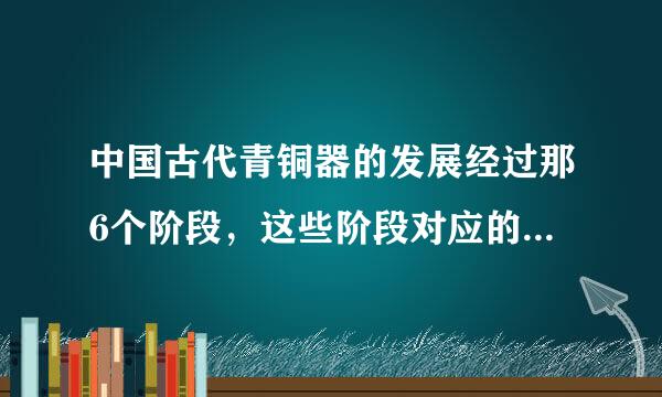 中国古代青铜器的发展经过那6个阶段，这些阶段对应的年代分别是什么朝代？