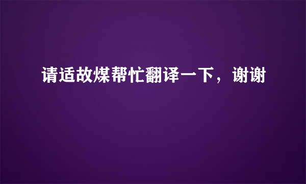 请适故煤帮忙翻译一下，谢谢