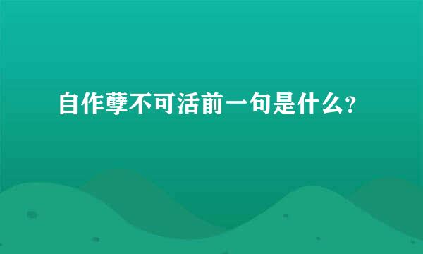 自作孽不可活前一句是什么？