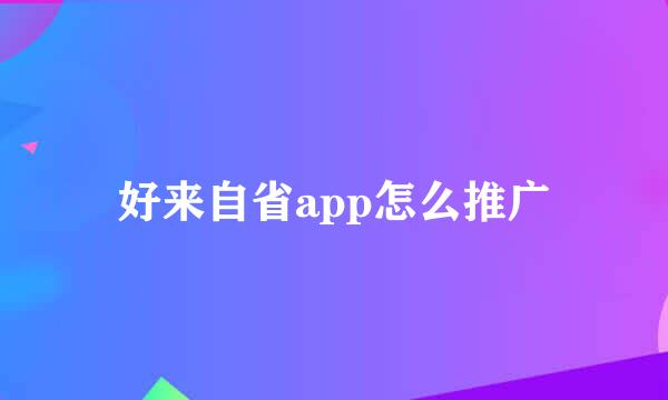 好来自省app怎么推广