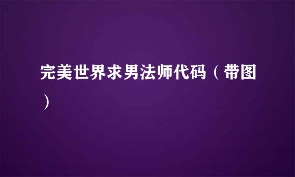 完美世界求男法师代码（带图）