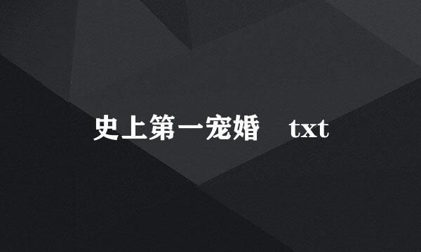 史上第一宠婚 txt