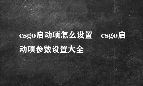 csgo启动项怎么设置 csgo启动项参数设置大全