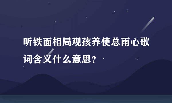 听铁面相局观孩养使总雨心歌词含义什么意思？