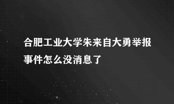 合肥工业大学朱来自大勇举报事件怎么没消息了