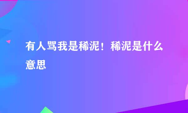 有人骂我是稀泥！稀泥是什么意思