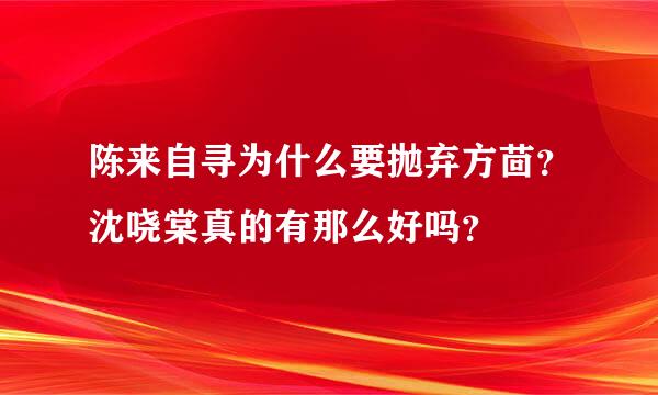 陈来自寻为什么要抛弃方茴？沈哓棠真的有那么好吗？