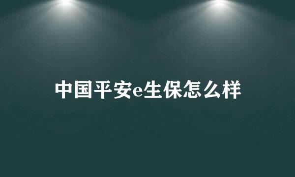 中国平安e生保怎么样