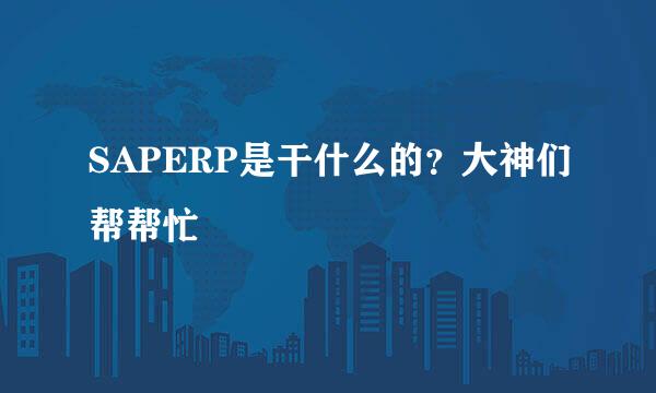 SAPERP是干什么的？大神们帮帮忙