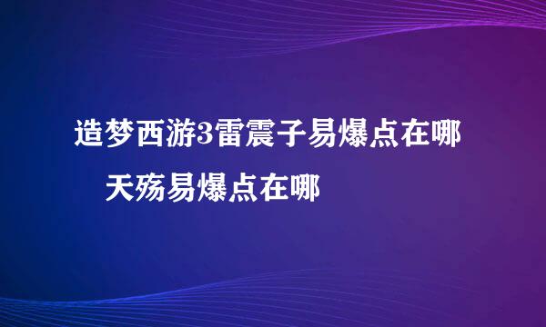 造梦西游3雷震子易爆点在哪 天殇易爆点在哪