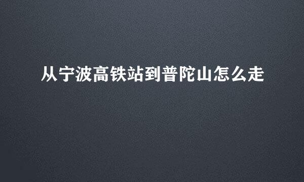 从宁波高铁站到普陀山怎么走