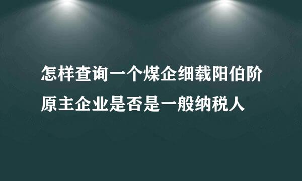 怎样查询一个煤企细载阳伯阶原主企业是否是一般纳税人