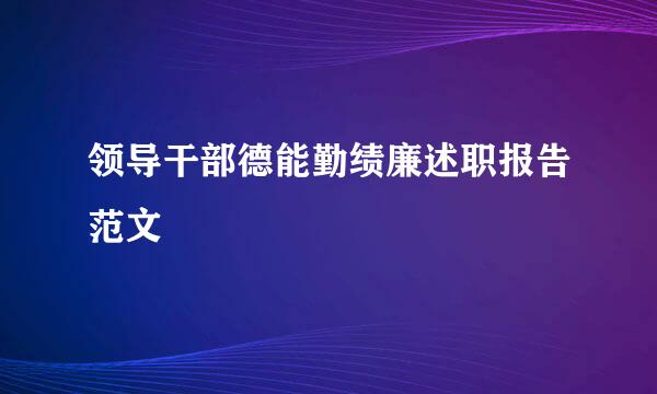 领导干部德能勤绩廉述职报告范文