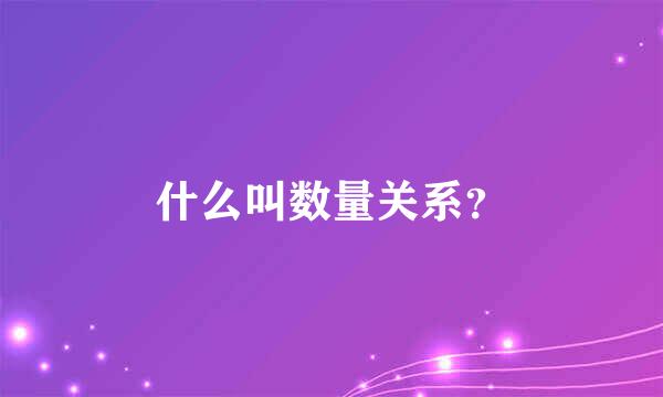 什么叫数量关系？