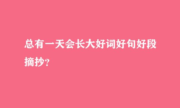 总有一天会长大好词好句好段摘抄？